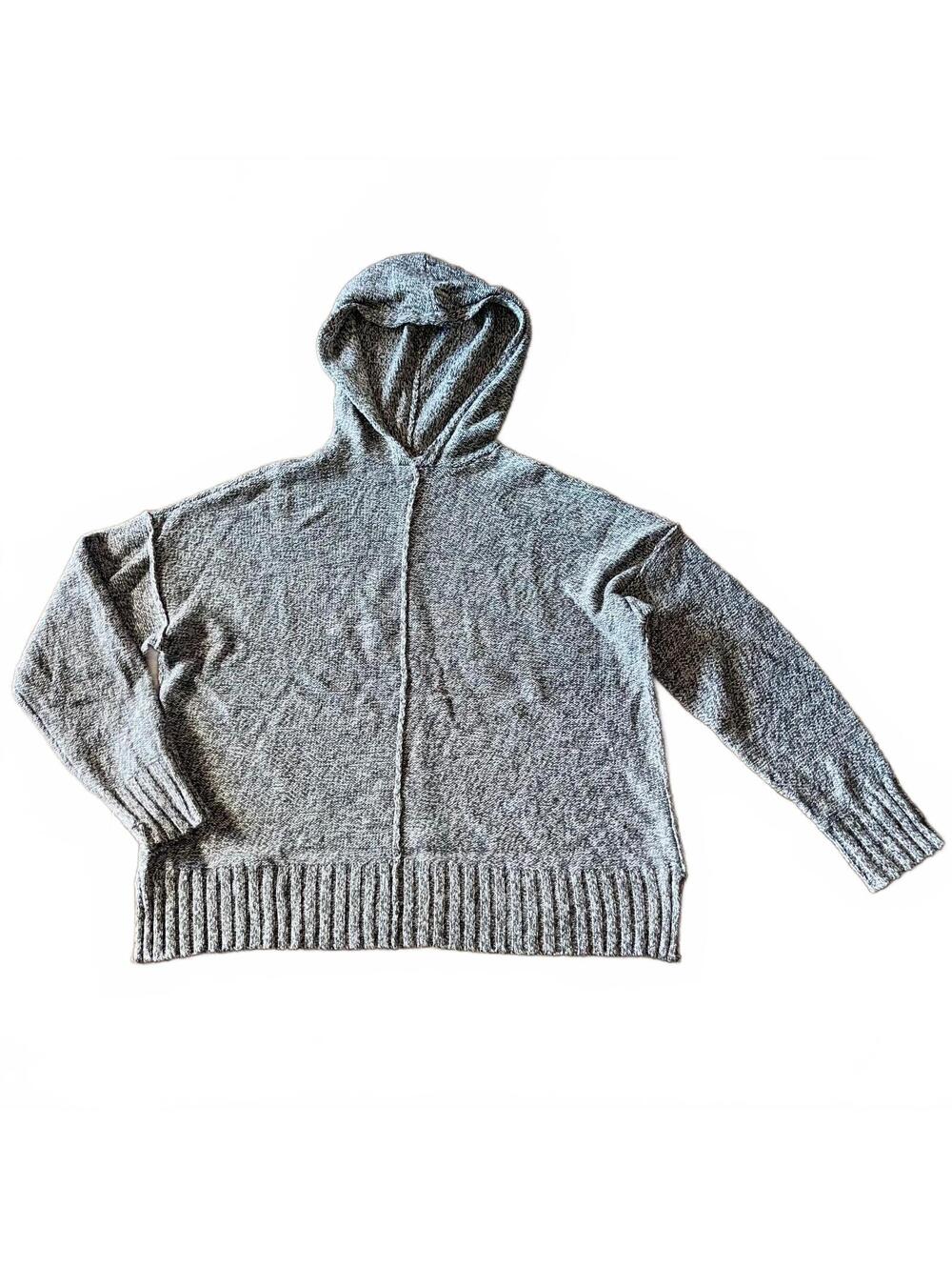Alexander Wang Sweater XS Pullover Wool Hoodie Marled Knit Gray Cropped Relaxed